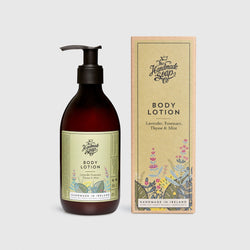 Handmade, Natural, Vegan and Cruelty Free Body Lotion. Scented with essential oils from Lavender, Rosemary, Thyme & Mint. Bottled in 100% recycled materials & presented in a Gift Box.