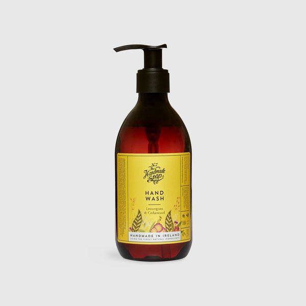 Handmade, Natural, Vegan and Cruelty Free Hand Wash. Scented with essential oils from Lemongrass & Cedarwood. Bottled in 100% recycled materials & presented in a Gift Box.
